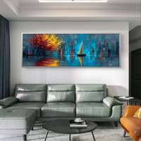 תמונה פנורמית מודרנית עם עץ אדום בוהק ועיר טורקיז ברקע.