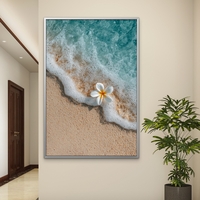 תמונת קנבס של פרח לבן על שפת הים עם גלים טורקיז עדינים – קולקציית NEXTGEN BY BAR