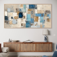 תמונת קנבס אבסטרקטית בגווני בז', כחול וטורקיז בעיצוב מודרני