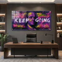 Keep Going ניאון – תמונת זכוכית מוטיבציה דרמטית למשרד – דגם DK5484