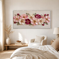 תמונת קנבס פרחים ורודים בתבליט | דגם AB124