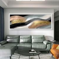 גל זהב – תמונת קנבס אבסטרקטית עם משיכות צבע שחור, לבן, בז׳ וזהב | CL6003