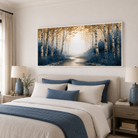 תמונת קנבס יער ליבנים עם שביל כחול וזהב | דגם TY156
