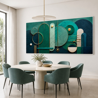 תמונת קנבס אבסטרקט גאומטרי בירוק אזמרגד וזהב | דגם VB604