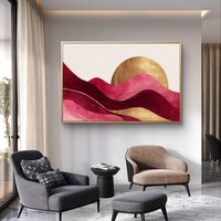 גלי בורדו, ורוד וזהב – תמונת קנבס אבסטרקטית אלגנטית | CP4523