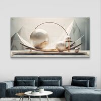 שיווי משקל שיש – תמונת זכוכית יוקרתית עם כדורי שיש ועיצוב גיאומטרי | GP1393