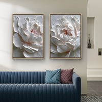 זוג תמונות קנבס אדמוניות לבנות דמוי תבליט עדין – דגם TL8553