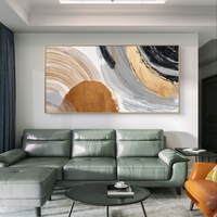 תמונת קנבס מופשטת לרוחב בגווני שחור, אפור וזהב – תכשיט לבית