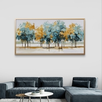 קנבס טבע מודרני עם שדרת עצים תכלת וטורקיז