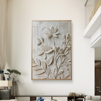 פרחי תבליט בגווני שמנת – תמונת קנבס טקסטורלית אלגנטית | DX5113