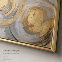 תמונת קנבס פרימיום במרקם בולט דגם מעגלי זהב אפורים PR5571