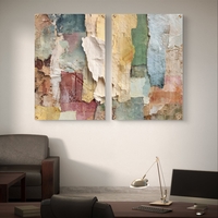 תמונת זכוכית זוגית אבסטרקטית עם שכבות צבע וטקסטורה טבעית בהדפסה חלקה