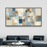 תמונת קנבס אבסטרקטית בגווני תכלת, בז' ואפור – תכשיט לבית