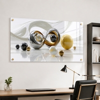 כדורים מטאליים וסימן אינסוף – תמונת זכוכית לרוחב – דגם AG233