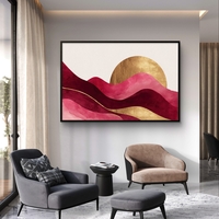 גלי בורדו, ורוד וזהב – תמונת קנבס אבסטרקטית אלגנטית | CP4523