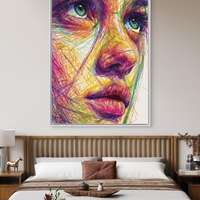 דיוקן מופשט צבעוני בקווים דינמיים על קנבס – NEXTGEN BY BAR