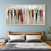 אמנות קיר מודרנית עם שורת דמויות אופנתיות