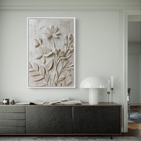 פרחי תבליט בגווני שמנת – תמונת קנבס טקסטורלית אלגנטית | DX5113