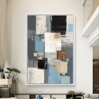 תמונת קיר אבסטרקט הדפסה חלקה לא תבליט בגוונים כחולים