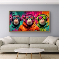 שלושת ה-DJ – תמונת קנבס קופים עם אוזניות בסגנון פופ-ארט | CY4513