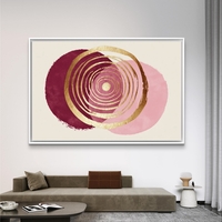 מעגלי זהב, בורדו וורוד – תמונת קנבס אבסטרקטית יוקרתית | CP4521