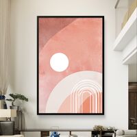 שמש פודרה – תמונת קנבס אבסטרקט גיאומטרית בגווני ורוד ושמנת | CR6542