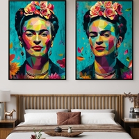 צמד תמונות קנבס של פרידה קאלו בעיצוב גיאומטרי צבעוני מתוך קולקציית NEXTGEN BY BAR מבית תכשיט לבית.