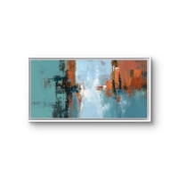 תמונת קיר אבסטרקטית צבעונית בעיצוב מודרני עם בלוקים וטקסטורה לסלון