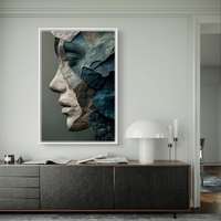 דיוקן סלעים בכחול ואפור – תמונת קנבס אמנותית דרמטית | DX5112