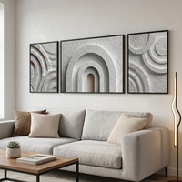 שלישיית קנבס קשתות טקסטורליות בגווני אבן ושמנת – דגם RR3314