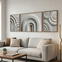 שלישיית קנבס קשתות טקסטורליות בגווני אבן ושמנת – דגם RR3314