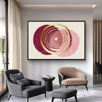 מעגלי זהב, בורדו וורוד – תמונת קנבס אבסטרקטית יוקרתית | CP4521