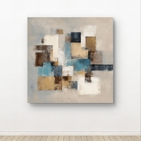 תמונת קיר גיאומטרית אלגנטית בבז׳ וכחול, מתאימה לסלון ולמשרד בעיצוב נקי