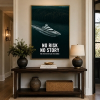 No Risk No Story – תמונת קנבס יאכטה מוטיבציונית למשרד יוקרתי | MT5664