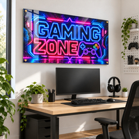 תמונת זכוכית GAMING ZONE בניאון | דגם GG7773