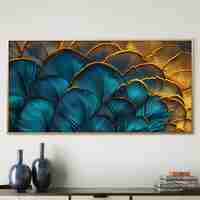 תמונת קנבס בגווני טורקיז וזהב עם טקסטורה אלגנטית ועומק חזותי – NEXTGEN BY BAR