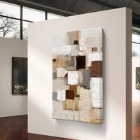 קומפוזיציית בלוקים בגווני שמנת, בז׳ וחום – תמונת קנבס אבסטרקטית | DX5111