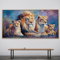 תמונת קנבס צבעונית של משפחת אריות – יצירה אמנותית בעיצוב מודרני מתוך קולקציית NEXTGEN BY BAR של תכשיט לבית.