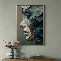 דיוקן סלעים בכחול ואפור – תמונת קנבס אמנותית דרמטית | DX5112