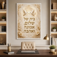 בית של שלום אמונה ואהבה – תמונת קנבס ברכה לבית | RB453
