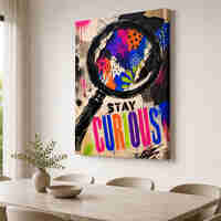 תמונת קנבס השראה STAY CURIOUS בעיצוב גרפיטי | דגם MT397