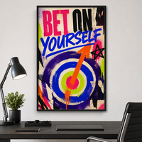 תמונת קנבס מוטיבציה BET ON YOURSELF בגרפיטי צבעוני | דגם MT393