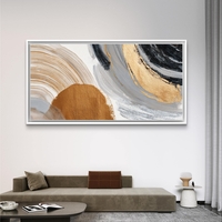 תמונת קנבס מופשטת לרוחב בגווני שחור, אפור וזהב – תכשיט לבית