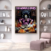 תמונת קנבס, הג'וקר, THE WORLD IS YOURS, אומנות לקיר, תמונות לבית, תמונות לסלון, עיצוב יוקרתי, תמונת פופ ארט, תכשיט לבית, קנבס איכותי, תמונות מעוצ