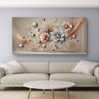 פריחת משי – תמונת זכוכית יוקרתית עם פרחים תלת־מימדיים בגווני שמפניה ורוז גולד | PN2004