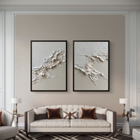 תמונת קנבס זוגית מינימליסטית בגווני לבן ושמנת עם טקסטורה עדינה ומראה רגוע