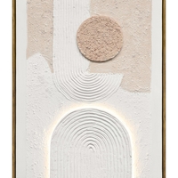 תמונת LED אבסטרקטית בגווני שמנת – אמנות קיר מוארת בעיצוב טקסטורלי -60*90 ס