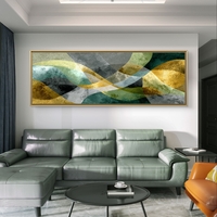 גלי זית – תמונת קנבס אבסטרקטית עם קווים זורמים בגווני ירוק, אפור וזהב | CL6001