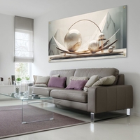 שיווי משקל שיש – תמונת זכוכית יוקרתית עם כדורי שיש ועיצוב גיאומטרי | GP1393