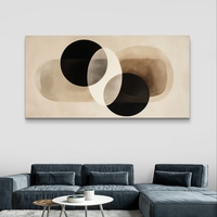 הרמוניה מינימליסטית – תמונת קנבס עיגולים בשחור ובז' | CY4514